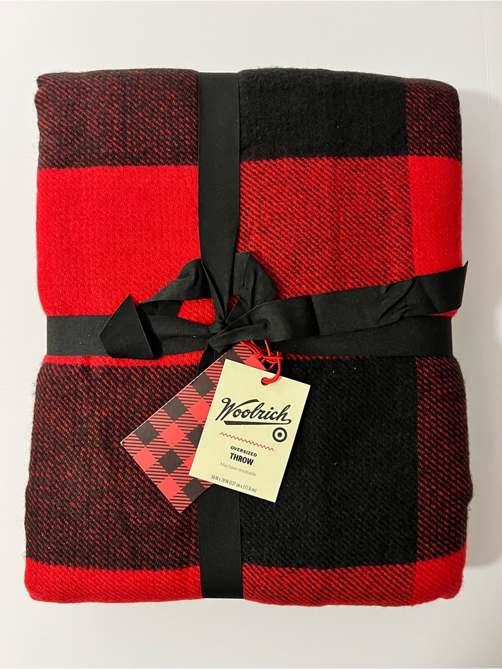Woolrich Red and Black Buffalo Plaid Oversized Throw Blanket Wool Blend